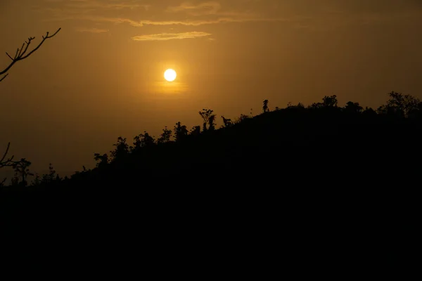 Ranní Slunce Vychází Druhé Strany Hory Fotografie Pořízena Chittagong Bandarban — Stock fotografie