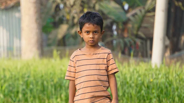 Bangladesh Beautiful Green Country Asia Child Playing Green Field Having — Stock Photo, Image