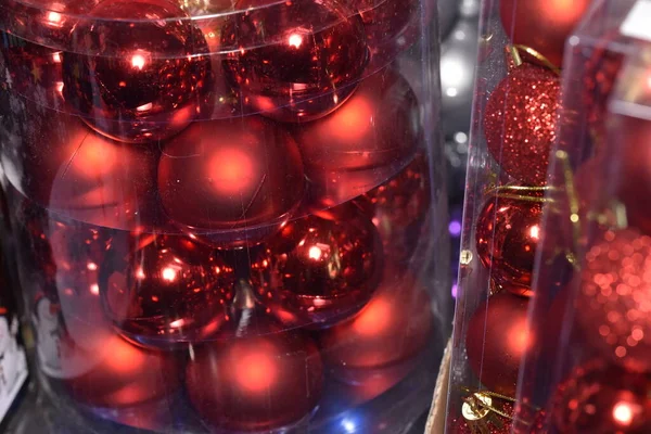 Kerstballen Close Uitzicht Nieuwjaar Concept — Stockfoto