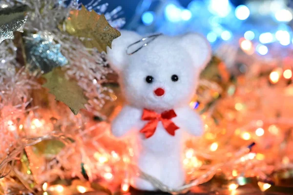 Рождественская Открытка Медвежьей Игрушкой — стоковое фото
