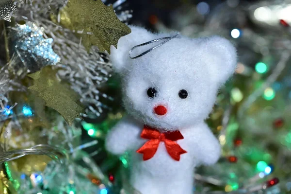 Weihnachtskarte Mit Bärenspielzeug — Stockfoto