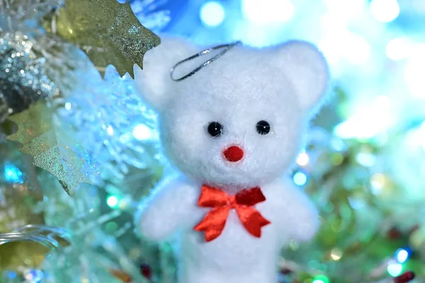 Weihnachtskarte Mit Bärenspielzeug — Stockfoto