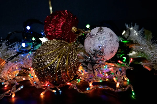 Рождественское Украшение Пузырьками Гирляндой — стоковое фото