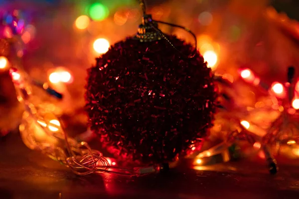 Vista Perto Das Decorações Natal Conceito Ano Novo — Fotografia de Stock