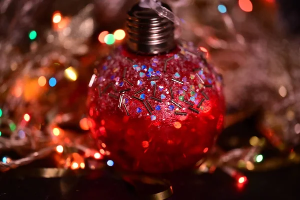 Primer Plano Vista Las Decoraciones Navidad Concepto Año Nuevo —  Fotos de Stock