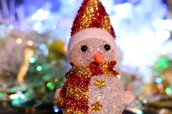 Cartão Natal Com Boneco Neve Brinquedo — Fotografia de Stock
