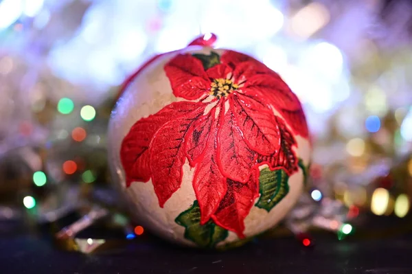 Vista Cerca Las Decoraciones Navidad Árbol Navidad — Foto de Stock