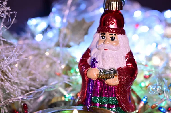 Boże Narodzenie Santa Claus Zabawki Tle Wakacje — Zdjęcie stockowe