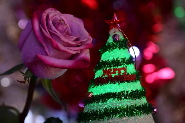 Όμορφο Λουλούδι Χριστουγεννιάτικο Δέντρο Διακόσμηση — Φωτογραφία Αρχείου