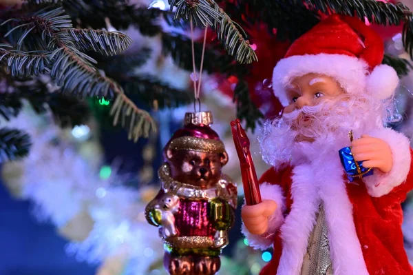 Primer Plano Una Decoración Navidad Con Santa Claus — Foto de Stock