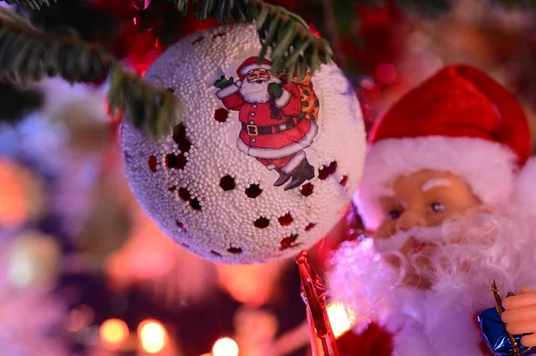 Primer Plano Una Decoración Navidad Con Santa Claus —  Fotos de Stock