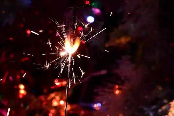 Scintillante Luce Natale Sullo Sfondo Scuro — Foto Stock