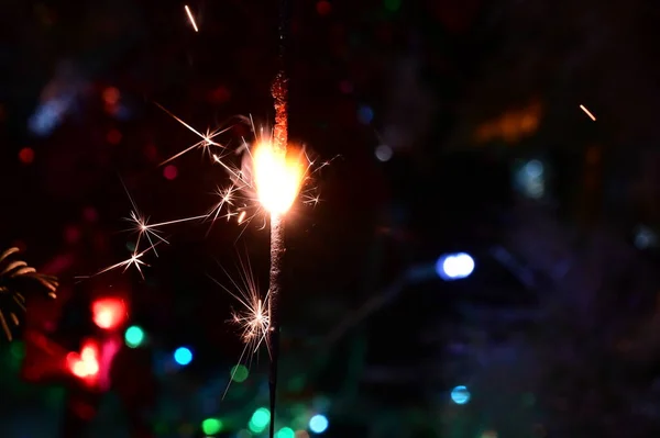 Scintillante Luce Natale Sullo Sfondo Scuro — Foto Stock