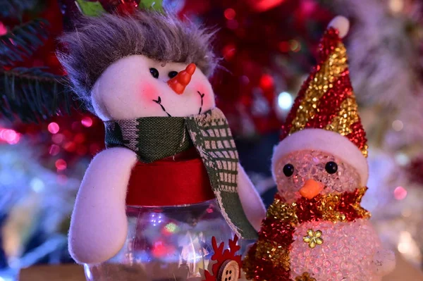 Kerstversiering Met Sneeuwpoppen — Stockfoto