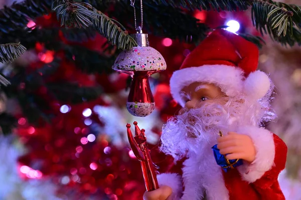 Санта Клаус Рождественская Игрушка Фоне Праздника — стоковое фото
