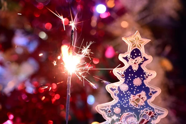 Árbol Navidad Decoración Chispeante — Foto de Stock