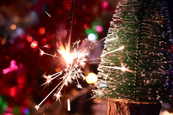 Árbol Navidad Decoración Chispeante — Foto de Stock