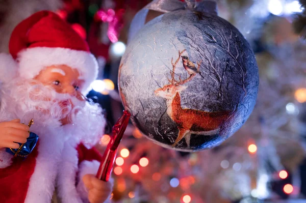 Mikulás Claus Karácsonyi Játék Nyaralás Háttér — Stock Fotó