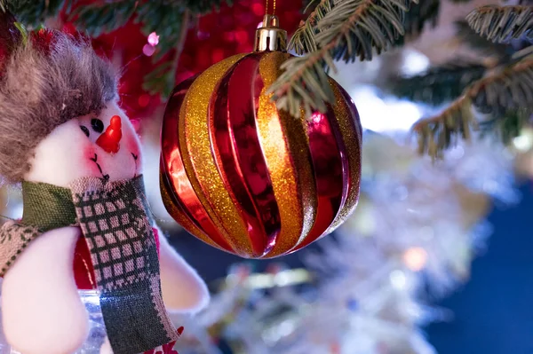 Vánoční Strom Dekorace Sněhulák Hračka — Stock fotografie
