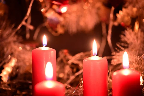 Рождественские Свечи Украшение Праздника — стоковое фото