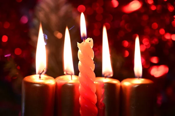 Bougies Allumées Noël Concept Nouvelle Année Arrangement Festif — Photo