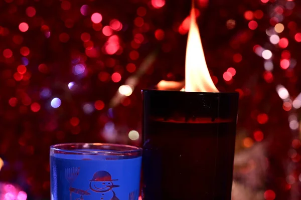 Mum Işıklarıyla Noel Süslemesi — Stok fotoğraf