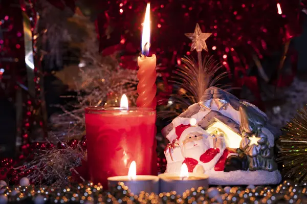 촛불을 가까이 배경을 크리스마스 — 스톡 사진