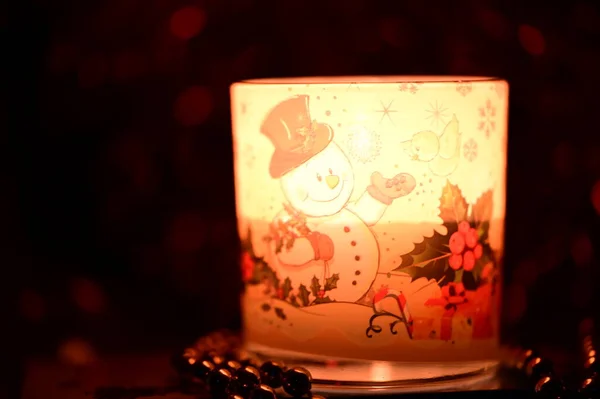 Kerze Mit Dekoration Zur Weihnachtszeit — Stockfoto