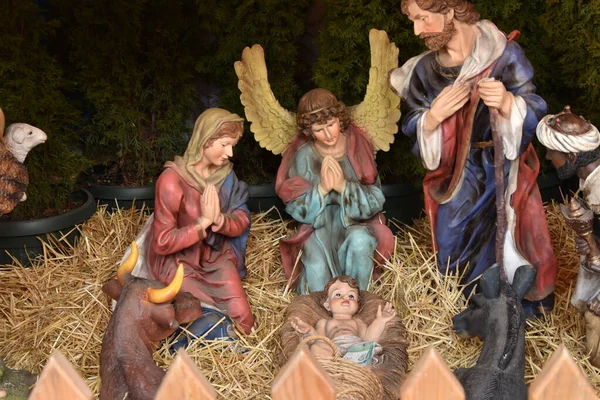 İsa 'nın doğum sahnesi, kutsal heykeller, Noel konsepti.