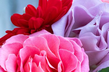 Güllerle süslenmiş güzel çiçek kompozisyonu