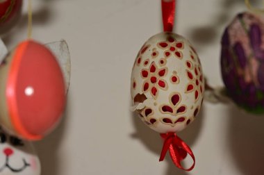 colorful  decorated easter eggs, close up