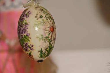 colorful  decorated easter egg, close up