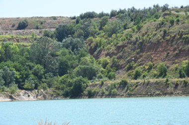 Güzel bir gölü olan yaz manzarası