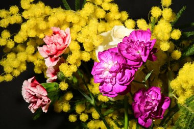 Karanlık arka planda güzel çiçekler. bahar konsepti.