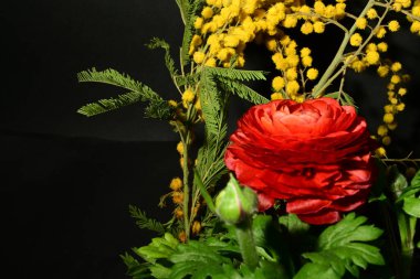 Karanlık arka planda güzel bahar çiçekleri. bahar konsepti.