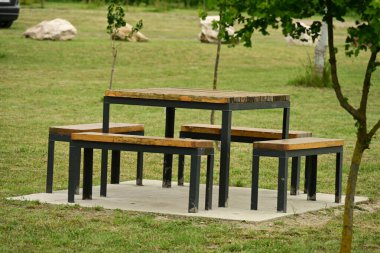 Parktaki ahşap bank.