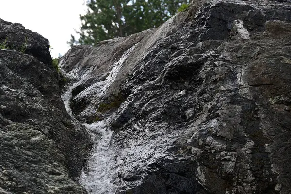 Dağlardaki güzel şelalenin manzarasını kapat.