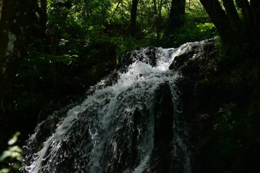 Dağlardaki güzel şelale manzarası            