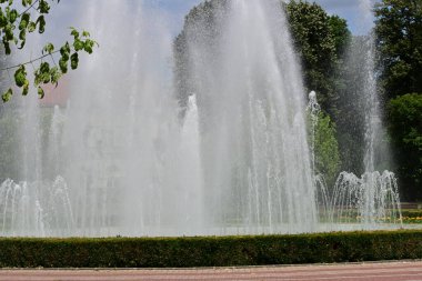 Şehir parkındaki güzel çeşme manzarası 