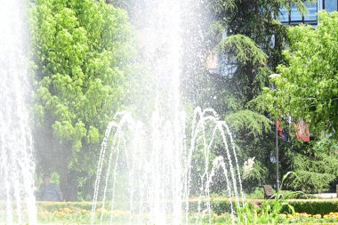 Şehir parkındaki güzel çeşme manzarası 