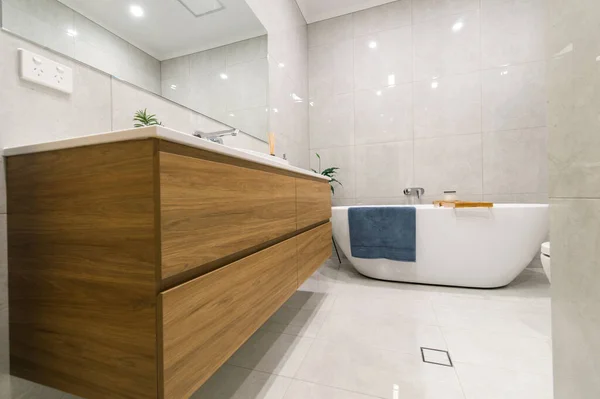 Modern Spacious Luxurious Bathroom Renovation Stock Image