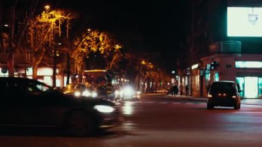 21.12.2022, Novi-Sad, Serbia. Night city. Road with traffic cars. 4k.