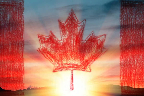 Día Canadá Símbolo Dibujado Lápiz Una Hoja Arce Sobre Fondo — Foto de Stock