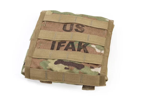 Textilní Vojenský Sáček Pro Individuální Lékárničku Americké Armády Nápisem Ifak — Stock fotografie