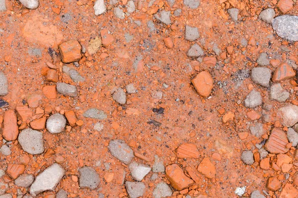 Része Nedves Talaj Borított Homok Zúzott Vörös Tégla Régi Beton — Stock Fotó