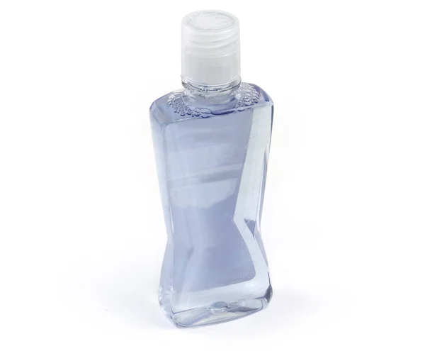 Hushållens Plast Genomskinlig Flaska Med Färglösa Flytande Rengöringsmedel Vit Bakgrund — Stockfoto