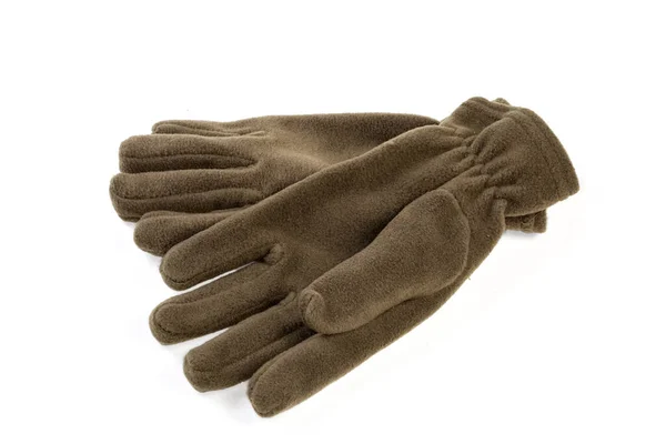 Par Grøn Brun Taktiske Militære Handsker Lavet Med Polyacryl Fleece - Stock-foto