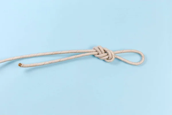 Rope Knot Igure Eight Loop Also Known Flemish Loop Blue — Zdjęcie stockowe