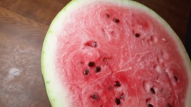Half Watermelon Table Top View Close — Video