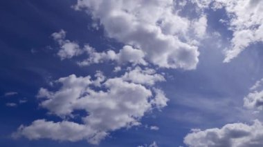 Time lapse of cumulus and cirrus clouds on blue sky